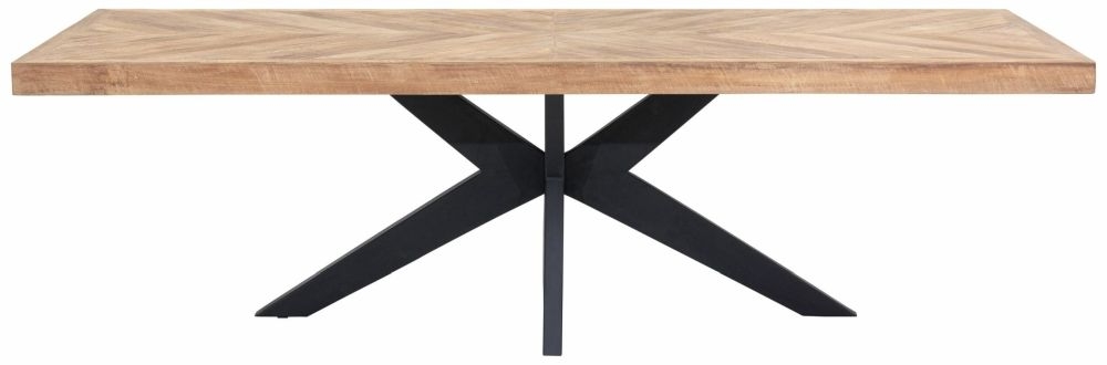 Masterpiece Einstein Natural Recycled Teak Wood 260cm Dining Table With Black Spider Legs