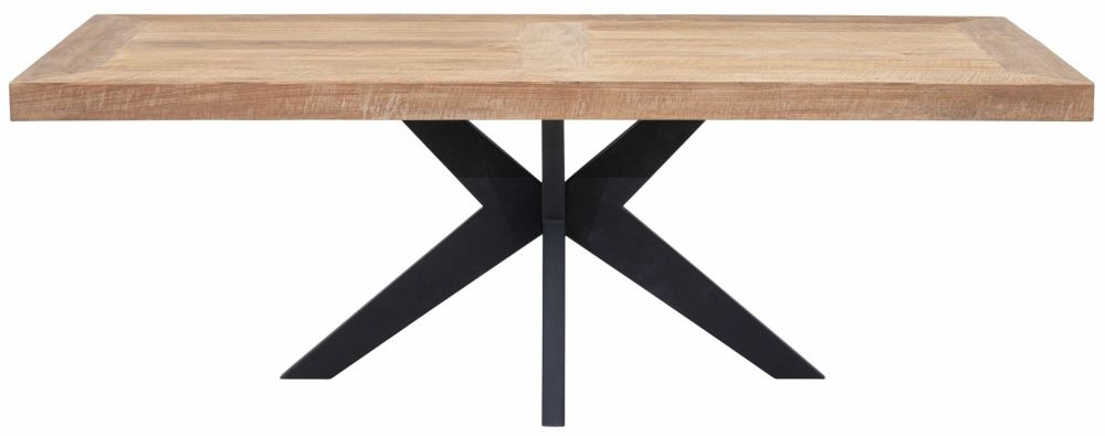 Masterpiece Lincoln Natural Recycled Teak Wood 220cm Dining Table With Black Spider Legs