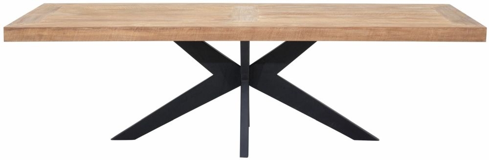 Masterpiece Lincoln Natural Recycled Teak Wood 260cm Dining Table With Black Spider Legs