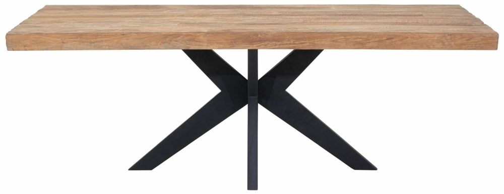 Masterpiece Newton Natural Recycled Teak Wood 220cm Dining Table With Black Spider Legs