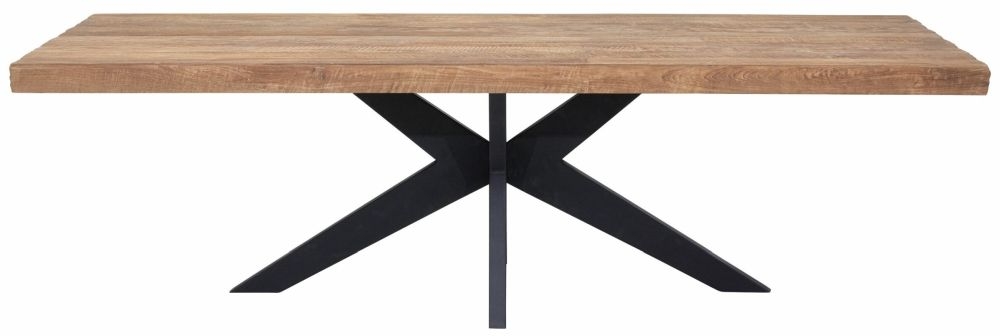 Masterpiece Newton Natural Recycled Teak Wood 260cm Dining Table With Black Spider Legs