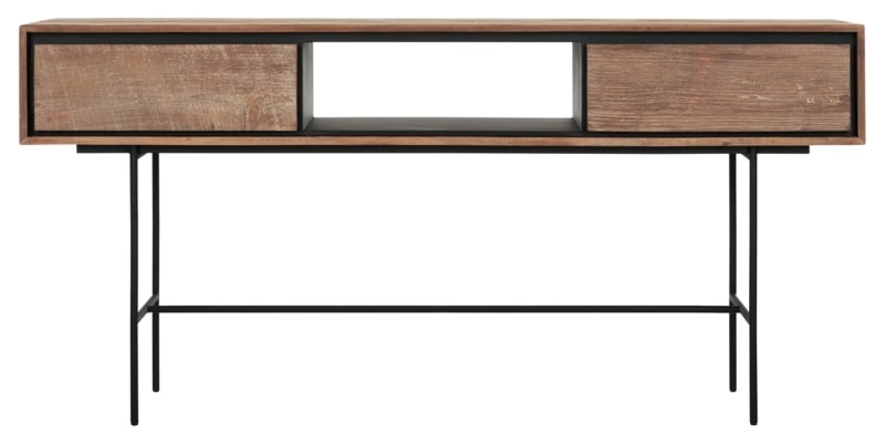 Metropole Natural Teak Wood 2 Drawer Console Table
