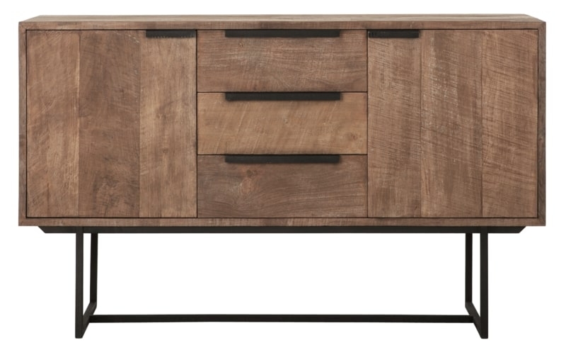 Odeon Natural Teak Wood 2 Door 3 Drawer Sideboard