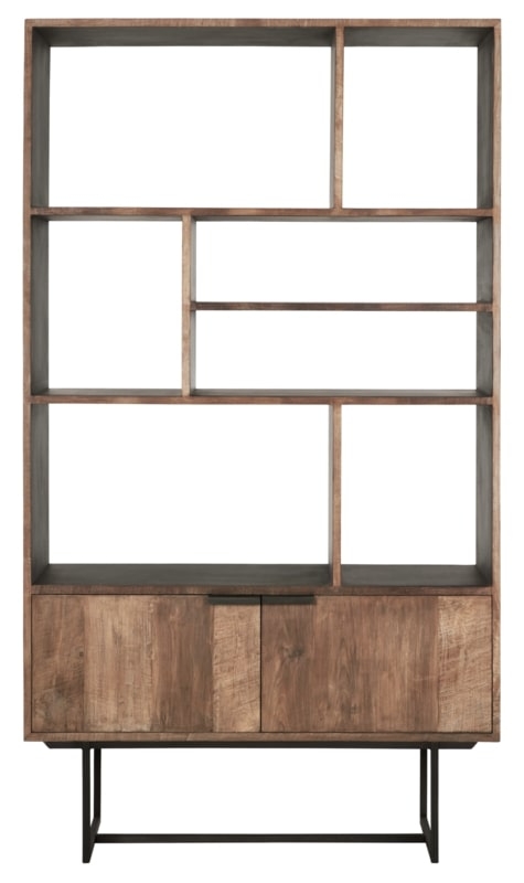 Odeon Natural Teak Wood 2 Door Bookcase