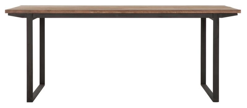 Odeon Natural Teak Wood 200cm Dining Table With Black U Legs