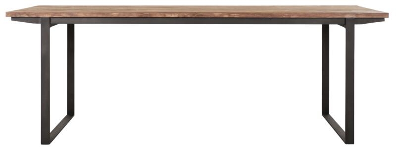 Odeon Natural Teak Wood 225cm Dining Table With Black U Legs