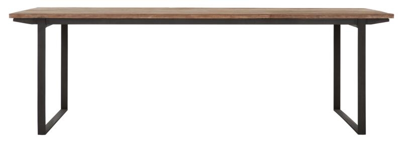 Odeon Natural Teak Wood 250cm Dining Table With Black U Legs