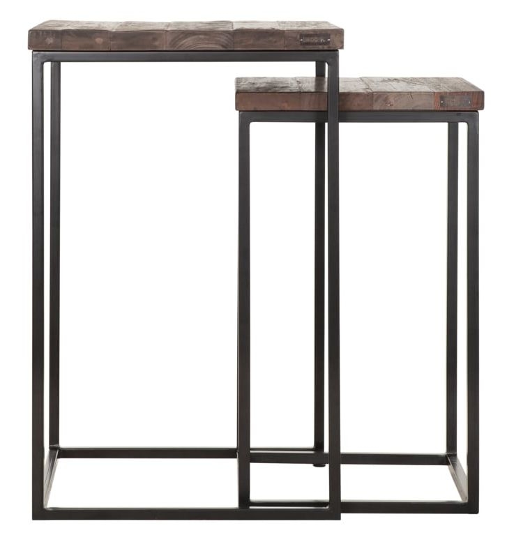Timber Wood Square Side Table Set Of 2