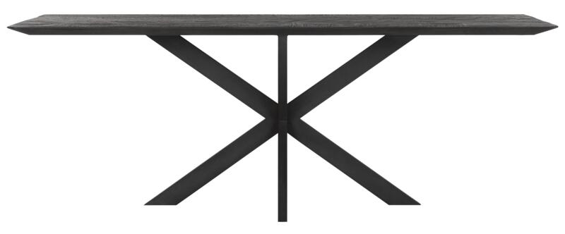 Timeless Beam Black Teak Wood 210cm Dining Table With Spider Legs