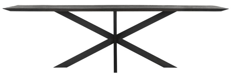 Timeless Beam Black Teak Wood 260cm Dining Table With Spider Legs