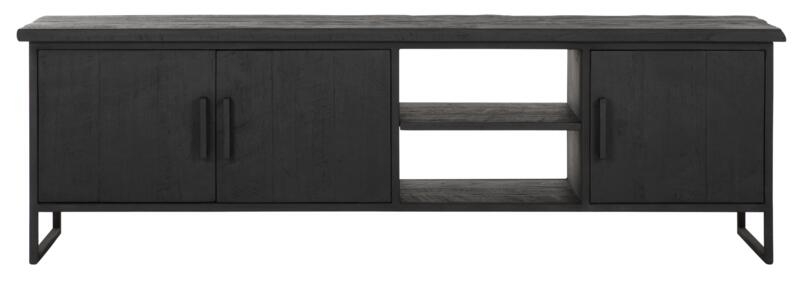 Timeless Beam Black Teak Wood 3 Door Medium Tv Unit