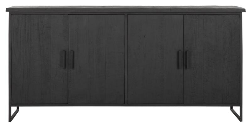 Timeless Beam Black Teak Wood 4 Door Sideboard