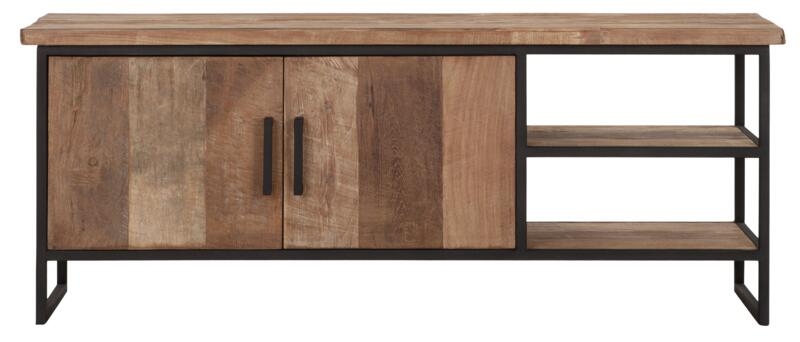 Timeless Beam Natural Teak Wood 2 Door Small Tv Unit