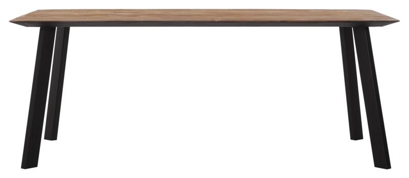 Timeless Beam Natural Teak Wood 200cm Dining Table With Black Legs