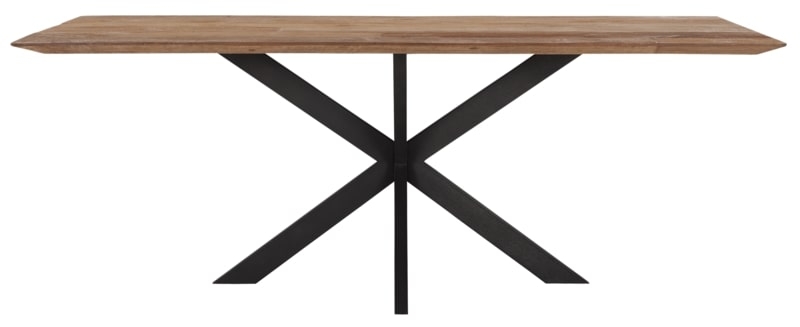 Timeless Beam Natural Teak Wood 210cm Dining Table With Black Spider Legs