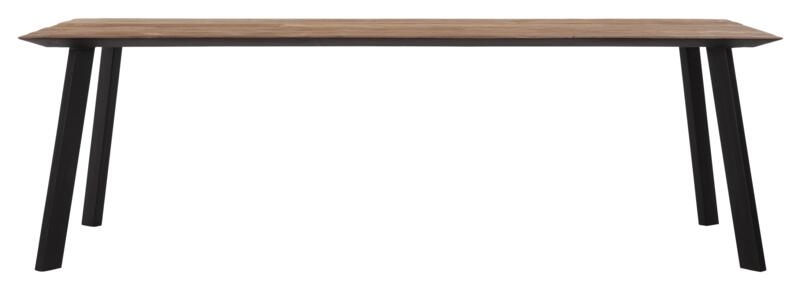 Timeless Beam Natural Teak Wood 250cm Dining Table With Black Legs