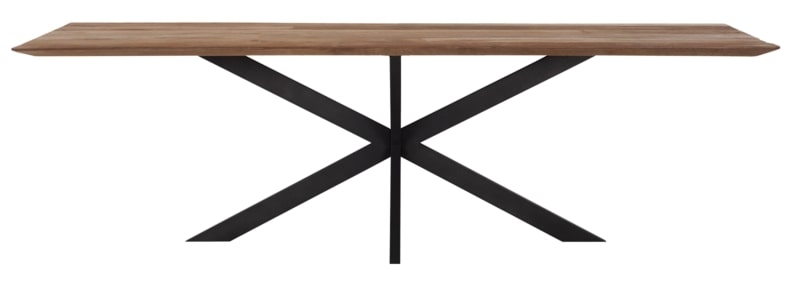 Timeless Beam Natural Teak Wood 260cm Dining Table With Black Spider Legs