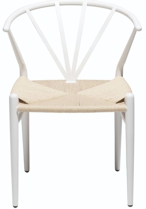 Dan Form Delta White Metal Dining Chair With Natural Seat Sold In Pairs