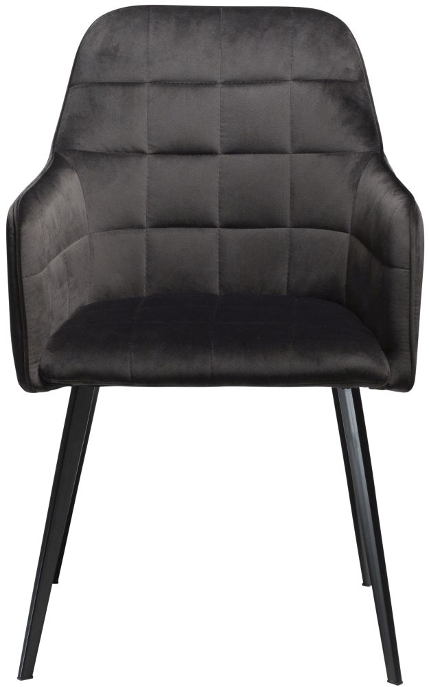 Dan Form Embrace Meteorite Black Velvet Dining Armchair Sold In Pairs