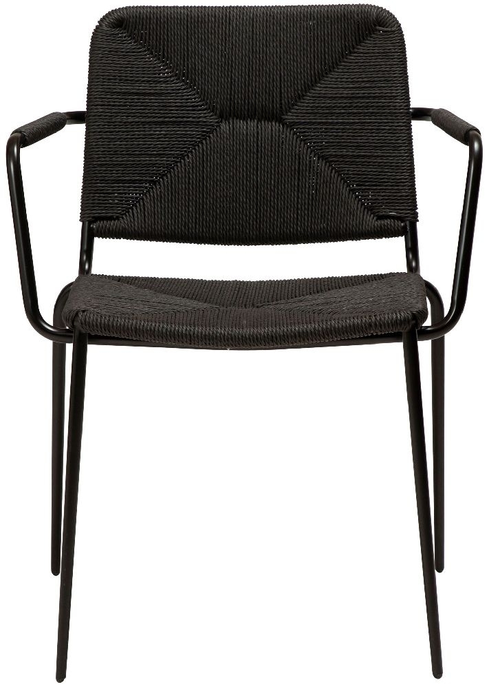 Dan Form Stiletto Black Paper Cord Dining Armchair Sold In Pairs