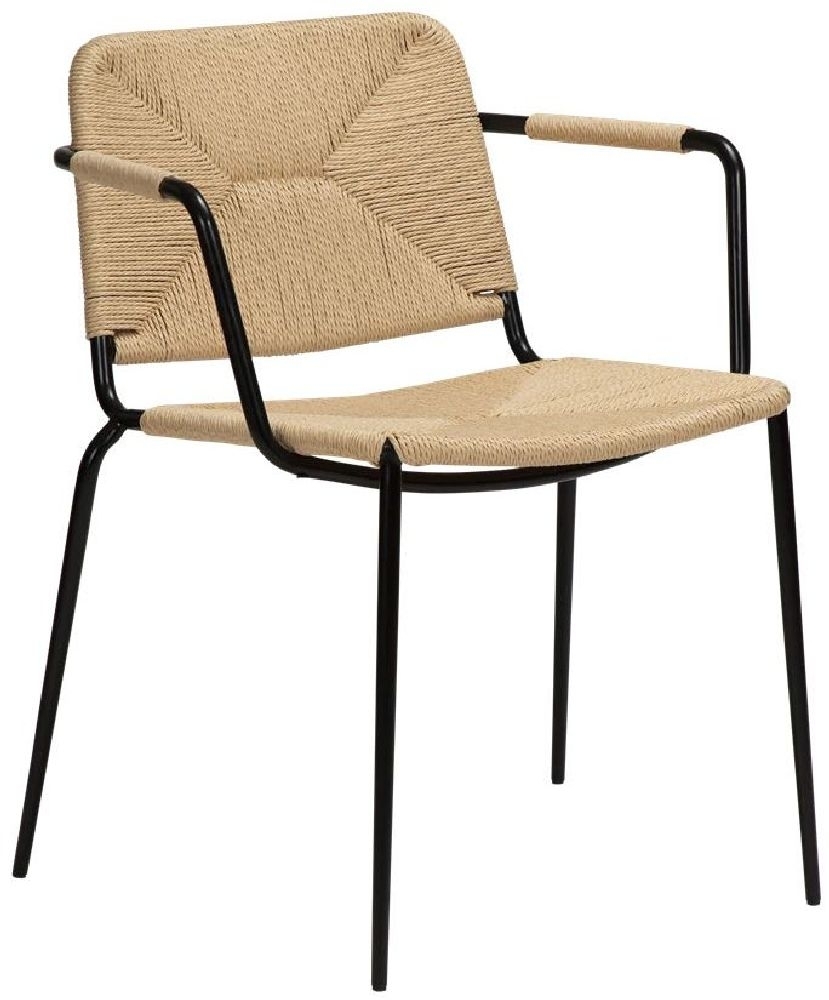 Dan Form Stiletto Natural Paper Cord Dining Armchair Sold In Pairs