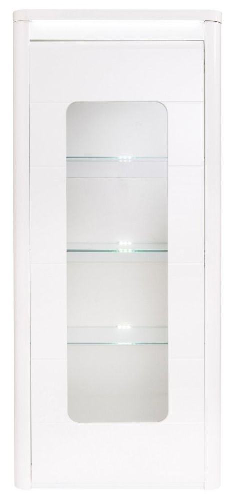 Preston White High Gloss 1 Door Display Cabinet