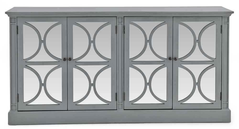 Brinkley Grey Mirrored 4 Door Sideboard