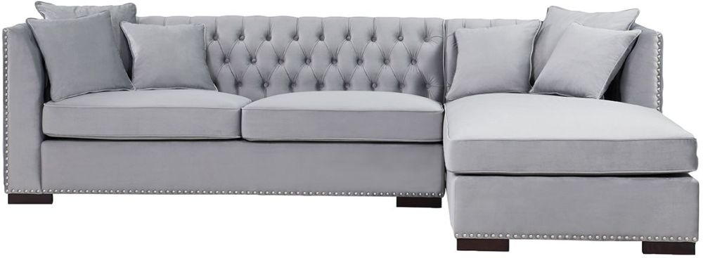 Kingston Velvet Fabric Corner Sofa Suite Right
