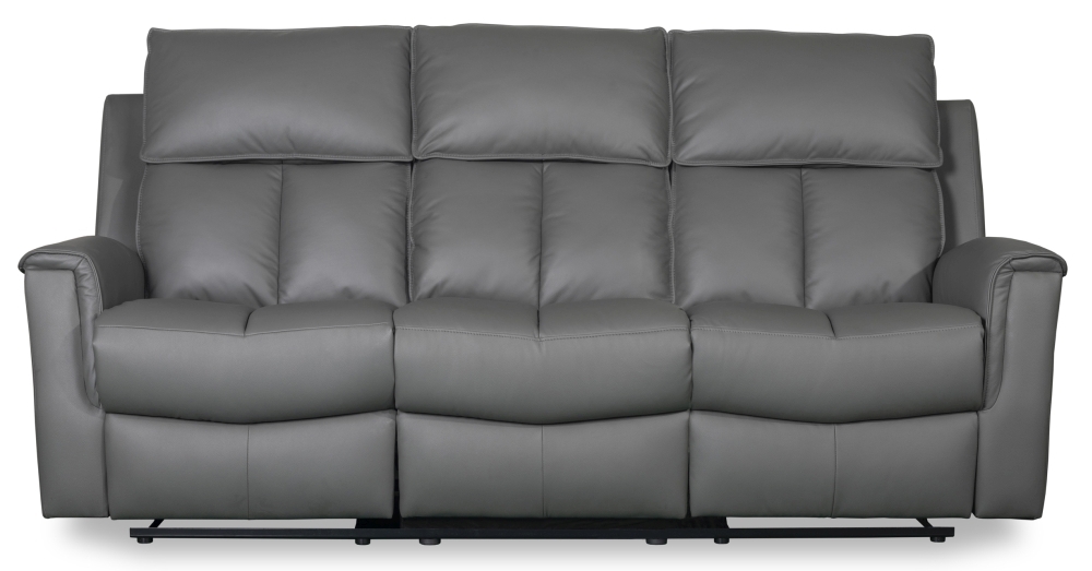 Bergamo Leather Recliner 3 Seater Sofa Comes In Dark Grey And Blue Grey