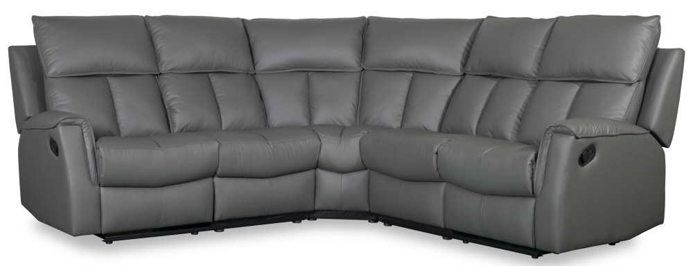 Bergamo Leather Recliner Corner Sofa Comes In Dark Grey And Blue Grey