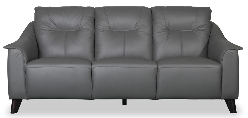 Naples Leather 3 Seater Sofa Comes In Dark Grey And Cream