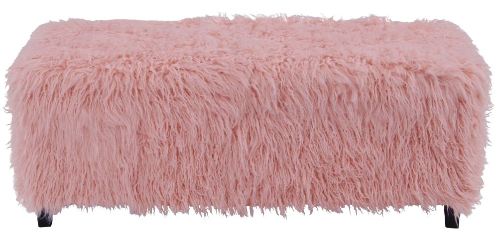 Newcastle Pink Faux Sheepskin Fur Ottoman