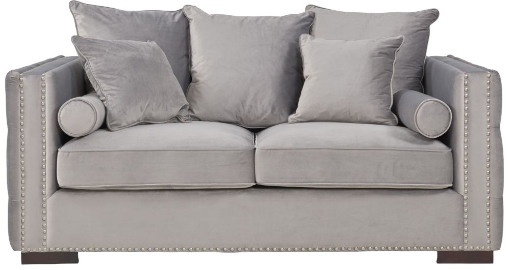 Inverness Silver Velvet Fabric 2 Seater Sofa