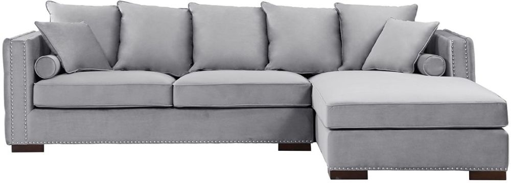 Inverness Velvet Fabric Corner Sofa Suite Right