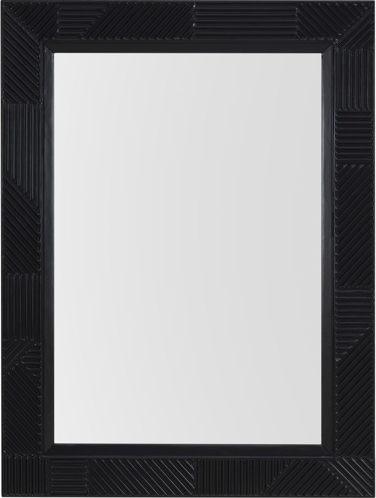 Exeter Black Geometric Design Rectangular Wall Mirror 85cm X 120cm