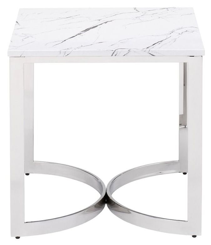 Trent White Marble Effect Side Table