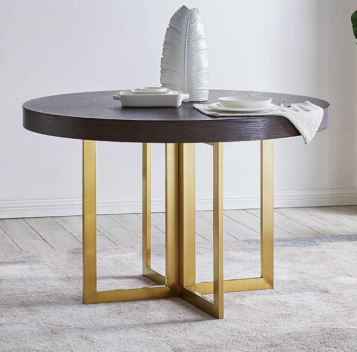 Edinburgh Walnut And Gold Round Dining Table