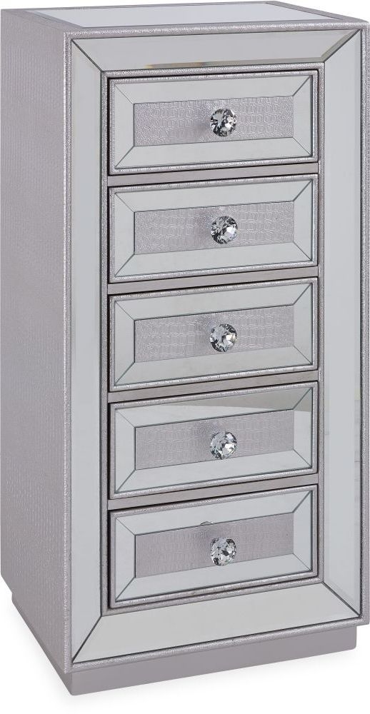 Armagh Mirrored 5 Drawer Tall Boy Chest