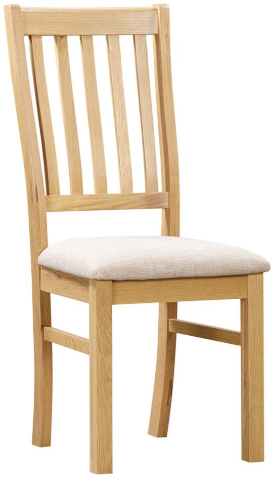 Arlington Oak Slatted Back Fabric Dining Chair Sold In Pairs