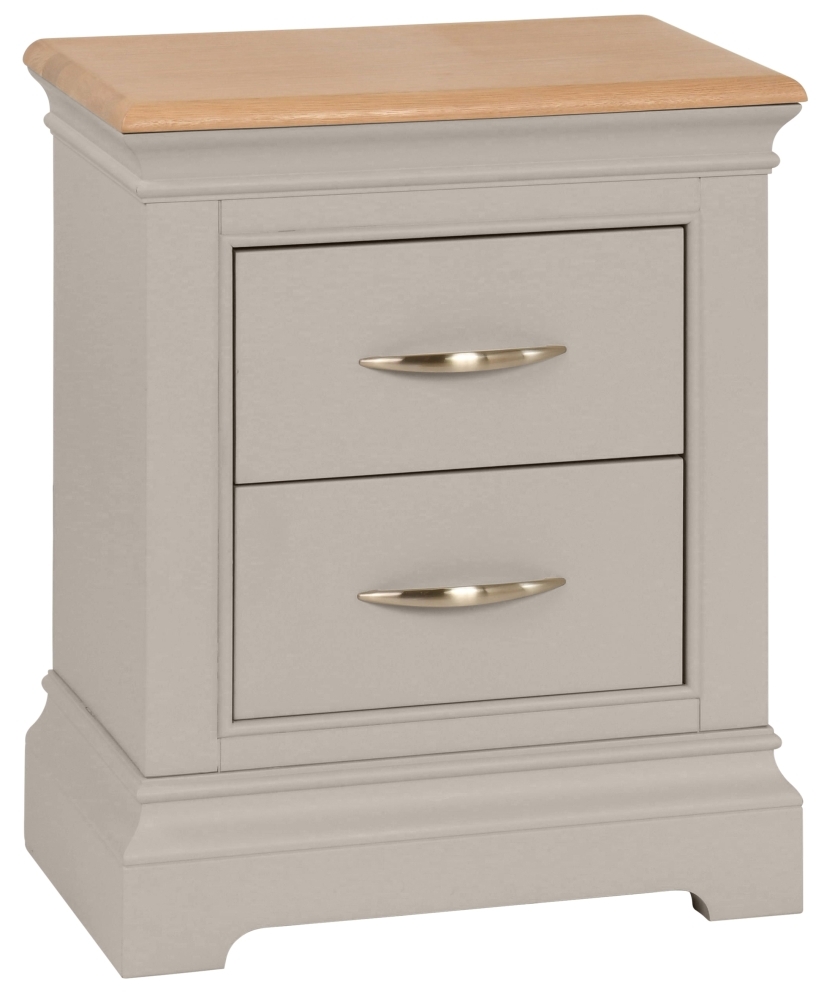 Cobble Moon Grey Painted 2 Drawer Bedside Cabinet