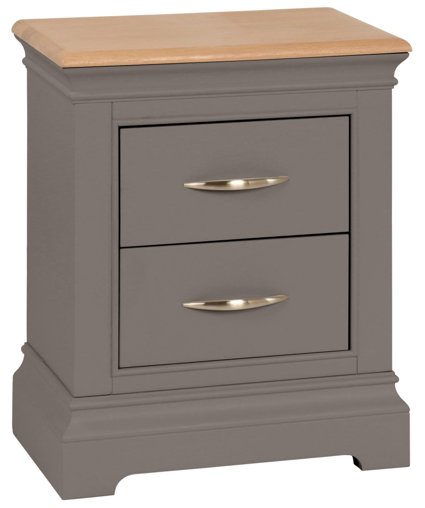 Cobble Slate Painted 2 Drawer Bedside Cabinet