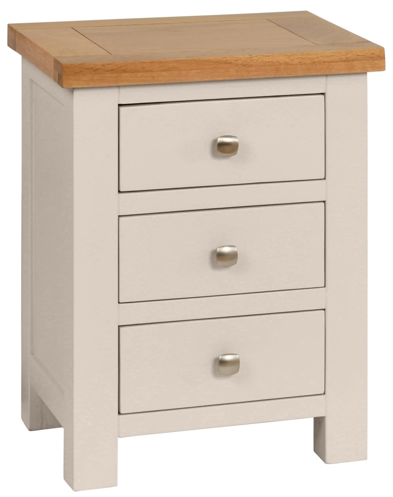 Dorset Cobblestone 3 Drawer Painted Bedside Cabinet