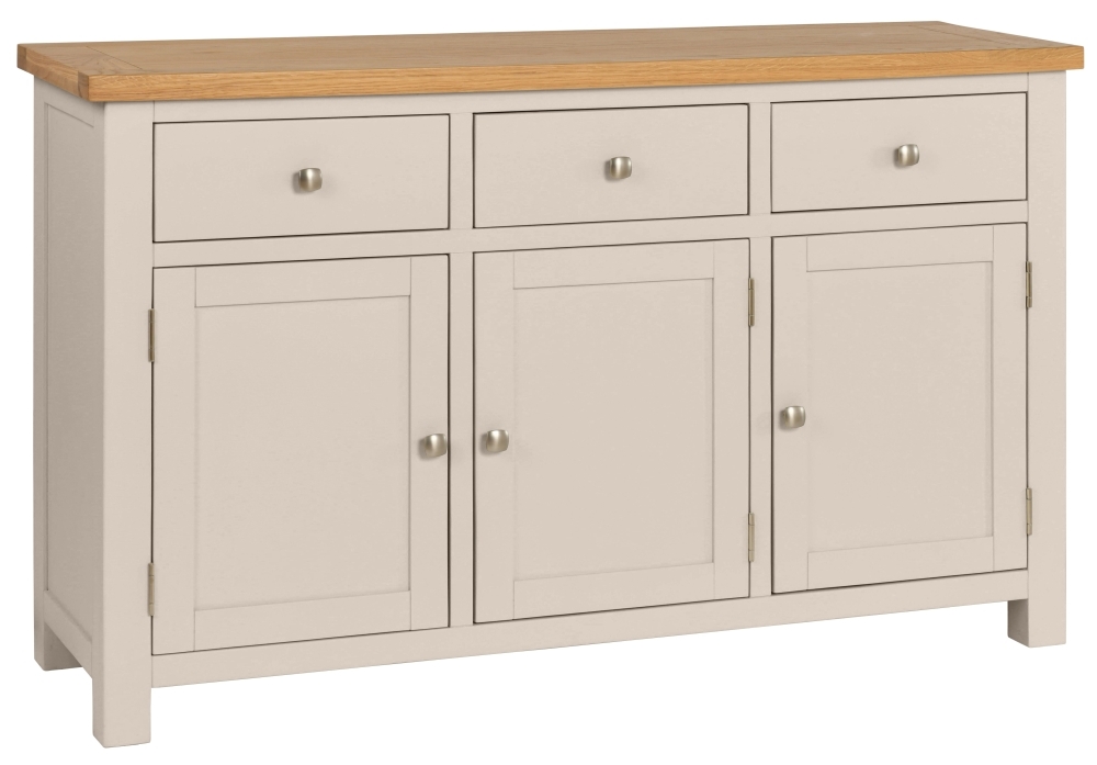 Dorset Cobblestone Painted 3 Door Large Sideboard