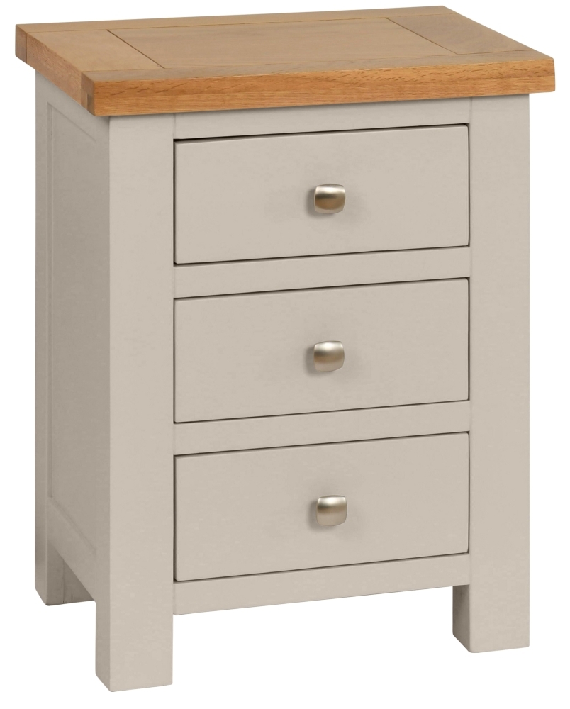 Dorset Moon Grey 3 Drawer Painted Bedside Cabinet