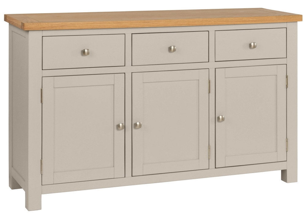 Dorset Moon Grey Painted 3 Door Large Sideboard