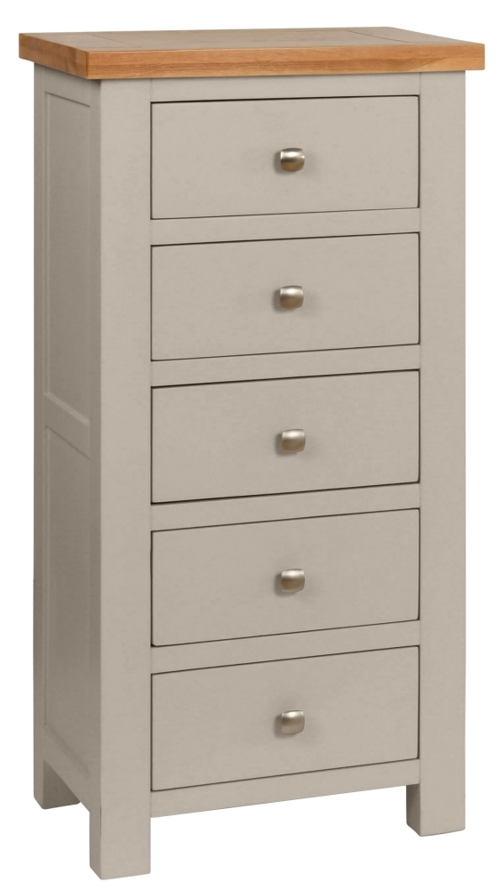 Dorset Moon Grey Painted 5 Drawer Tall Chest