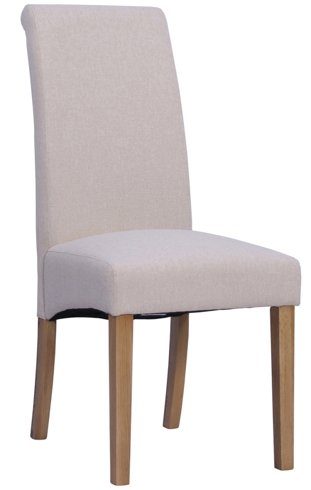 Devonshire Dorset Oak Beige Wesbury Rollback Velvet Fabric Upholstered Dining Chair Sold In Pairs