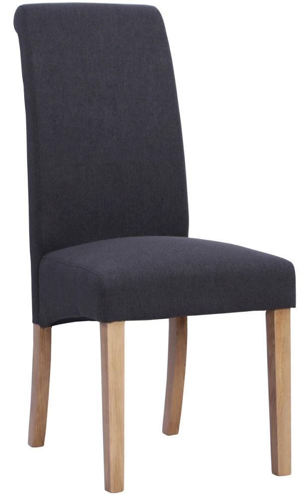 Devonshire Dorset Oak Dark Grey Wesbury Rollback Velvet Fabric Upholstered Dining Chair Sold In Pairs