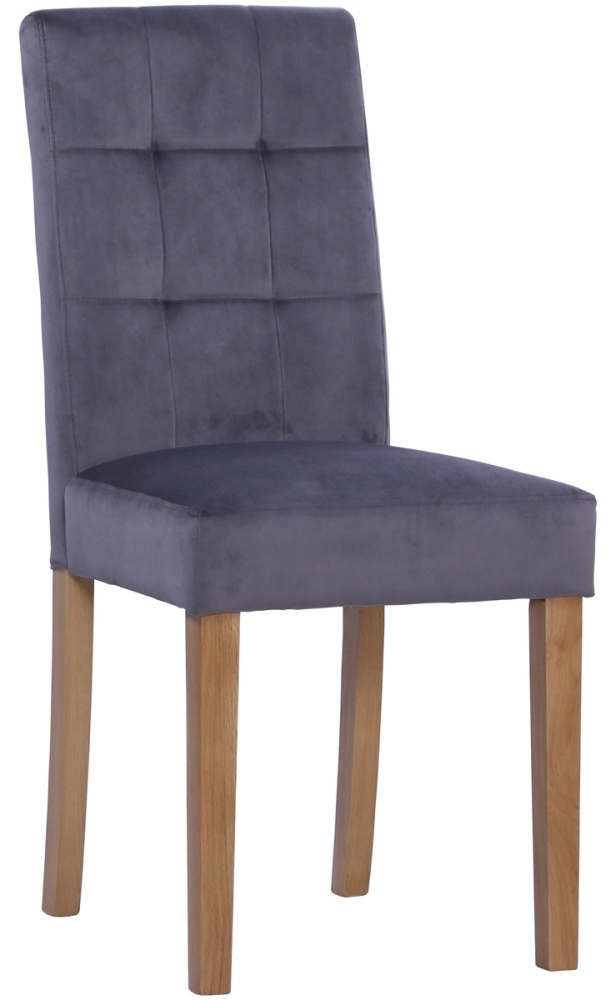 Devonshire Dorset Oak Graphite Ashbury Velvet Fabric Upholstered Dining Chair Sold In Pairs