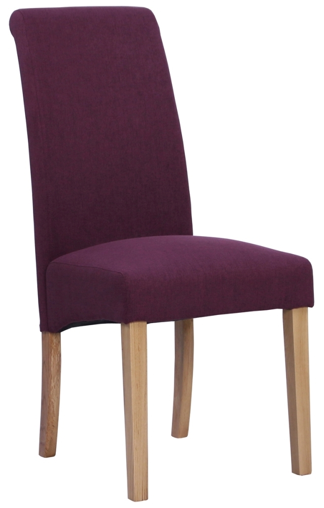 Devonshire Dorset Oak Maroon Wesbury Rollback Velvet Fabric Upholstered Dining Chair Sold In Pairs